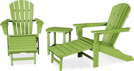 POLYWOOD Palm Coast Ultimate Adirondack Chair 3-Piece Set with Hideaway Ottoman