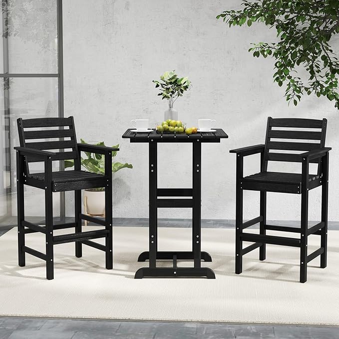 Tangkula Patio Adirondack Chairs Set of 4, HDPE Bar Height Chair with Wide Armrests & Footrest - Photo 5