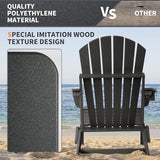 FUNBERRY Folding Adirondack Chair Set of 3, All Weather HDPE Fire Pit Chairs with Cup Holder for Outdoor - Photo 6