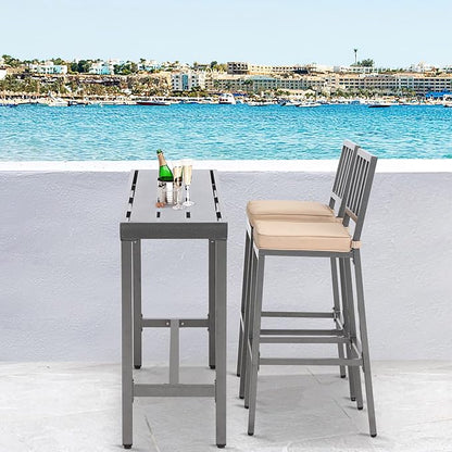 Outdoor Patio Counter Height Bar Table, 47" Rectangle for Patio, Garden, Yard, Balcony, Poolside (Grey, 47"L)
