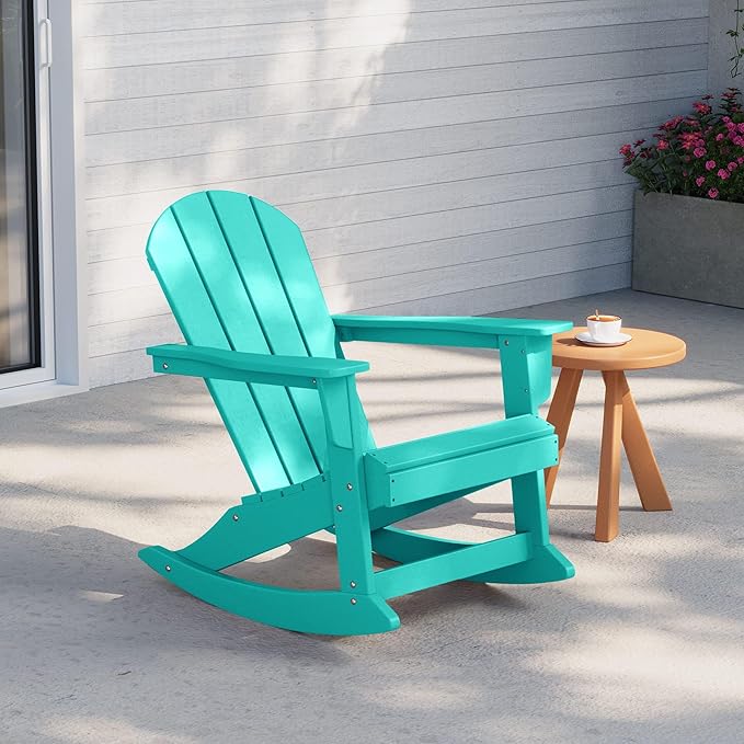 WestinTrends Malibu Outdoor/Patio Poly Adirondack Rocking Chair, Turquoise
