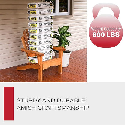 Amish Casual Heavy Duty Adirondack Chair with Cup Holders in Cedar Stain - Authentic Amish Craftmanship from Treated Pine, Outdoor Chair Made in The USA, 800 Lb Weight Capacity