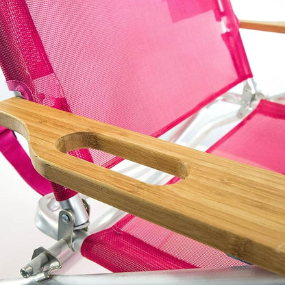 Ostrich The Original 3N1 Lightweight Beach Reclining Lounge Chair with Footrest, Outdoor Furniture for Patio, Balcony, Backyard, or Porch, Pink