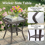 2 Pieces Outdoor Swivel Rocker Patio Chairs Set - Outdoor Wicker Patio Furniture Sets with 1 Side Table - Photo 8