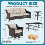 5 Pieces Outdoor Conversation Furniture Set - 77" Patio Sofa, 2 Swivel Rocker Chairs, 1 Side Table, 1 Metal Coffee Table - Photo 2