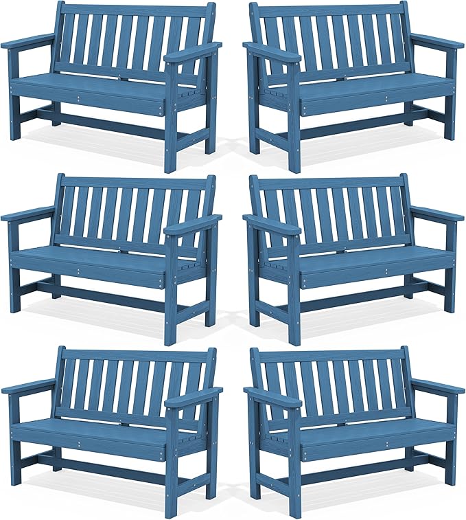 SERWALL Outdoor Bench, HDPE Outdoor Benches Weatherproof, 2-Person Garden Bench with 660 lbs Weight Capacity - Photo 1