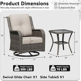 2 Pieces Outdoor Swivel Rocker Patio Chairs Set - Outdoor Wicker Patio Furniture Sets with 1 Side Table - Photo 2