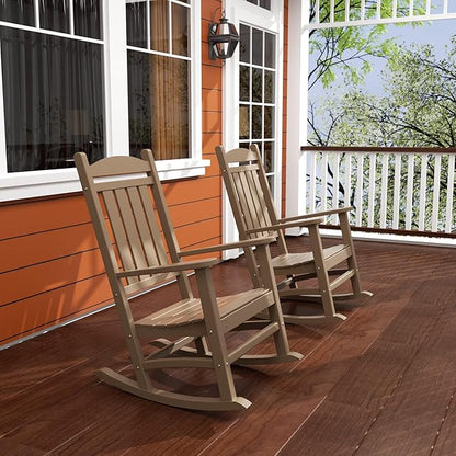 WO WESTIN OUTDOOR HDPE Laguna Classic Porch Rocking Chair (Set of 2), Weathered Wood