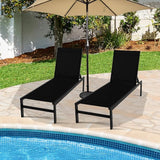 COSTWAY Lounge Chair Outdoor, Aluminum Frame Chaise Lounge with 6-Position Adjustable, Breathable Fabric - Photo 1