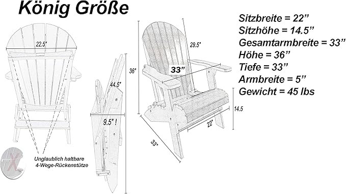 DuraWeather Poly® Classic King Size Folding Adirondack Chair (Lemon Yellow)
