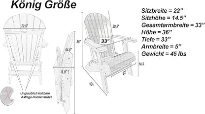 DuraWeather Poly® Classic King Size Folding Adirondack Chair (Lemon Yellow)