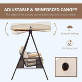 Outsunny 3-Seat Patio Swing Chair, Outdoor Porch Swing Glider with Adjustable Canopy, Removable Cushion - Photo 3