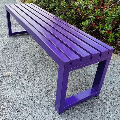 Outdoor Garden Bench, 3.3ft 3.9ft 4.9ft 5.9ft Metal Patio Benches Weatherproof Outside Backless Bench Front Porch Seat Outdoor for Park, Yard, Lawn and Backyard Outside Chair(Purple,4.9ft)
