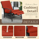 Oakcloud Adjustable Outdoor Lounge Chair Metal Patio Relaxing Recliner Chair with Removable Cushions(Red) - Photo 4