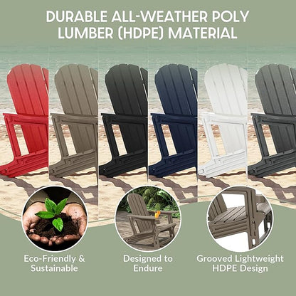 WestinTrends Tool-Free Assembly Outdoor Patio HDPE Plastic Adirondack Chair with Cup Holder, Weathered Wood