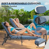 2 Chaise Lounge Chairs with 1 Side Table, Cast Aluminum Tanning Chair with Adjustable 5 Position Recliner - Photo 4