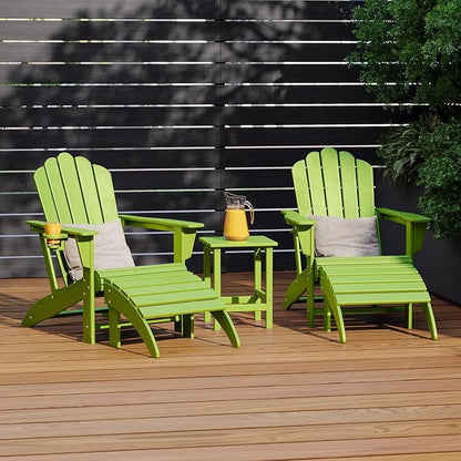 Costaelm Adirondack Chair Footrest Foldable Ottoman, Folding Ottoman Outdoor Foot Rest for Patio Waterproof, Adirondack Ottoman Outdoor, Lime