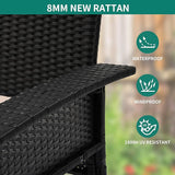 YITAHOME Wicker Hanging Porch Swing Chair 2-Seats Outdoor Black Rattan Patio Swing Lounge w/ 2 Back Cushions Capacity - Photo 6