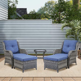 Rilyson Wicker Patio Furniture Set - 5 Piece Rattan Outdoor Sectional Conversation Sets with 2 Chairs - Photo 2