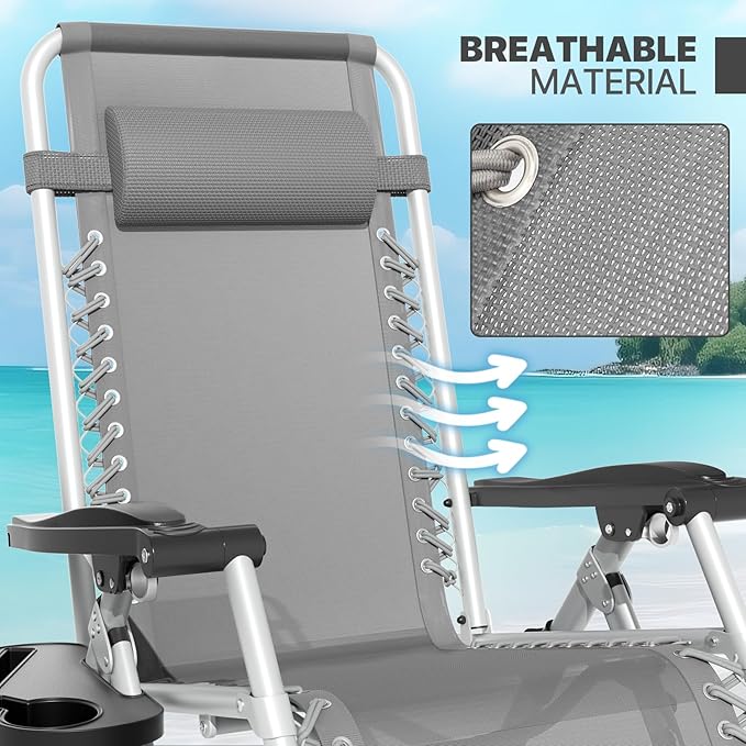 Magshion Zero Gravity Chair with Cushion, Reclining Outdoor Patio Lounge Chair, Folding Indoor Anti Gravity Recliner - Photo 6