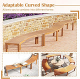 RELAX4LIFE Wooden Outdoor Curved Bench - Acacia Wood Garden Bench w/Slatted Seat - Photo 5