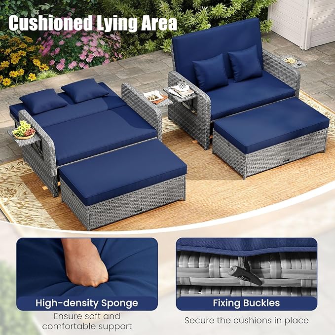 Tangkula Patio Rattan Daybed with 4-Level Adjustable Backrest - Photo 7