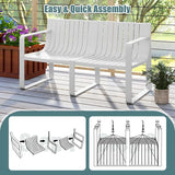 Tangkula Patio Loveseat, Weather-Resistant Plastic 2-Person Bench with Curved Backrest - Photo 8
