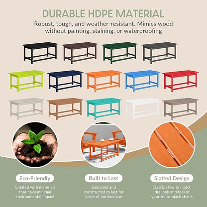 WestinTrends Malibu Outdoor Coffee Table, 35" x 17.5" All Weather Poly Lumber Patio Adirondack Coffee Table for Garden Lawn Porch Balcony, Orange