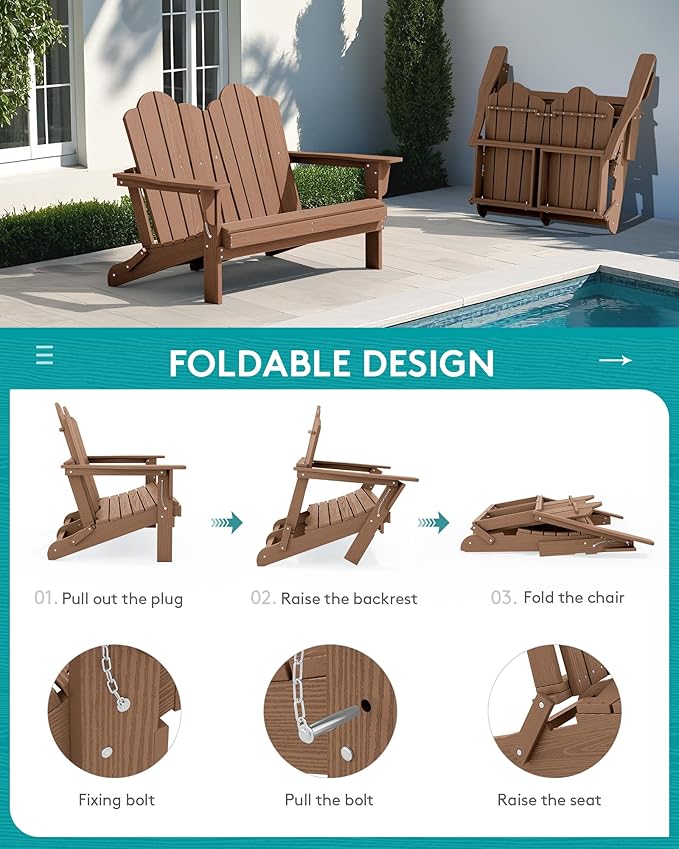 SERWALL 5 Pieces HDPE Patio Adirondack Chair Set - Photo 7