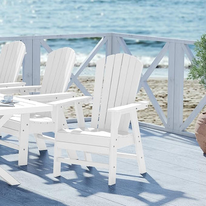 WestinTrends Dylan Outdoor Patio Shell-Back Adirondack Dining Chair Weather Resistant White