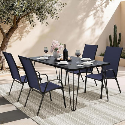 JEAREY Patio Dining Chairs Set of 4, Outdoor Stackable Dining Furniture Set, All Weather Dining Set for Lawn, Garden, Backyard, Poolside, Navy Blue
