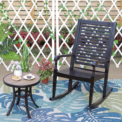 Sophia & William Outdoor Wood Rocking Chairs Set of 2 Black, Patio Rocking Chair for Porch, Patio, Garden, Lawn, Balcony, Backyard and Indoor, 2 Pack