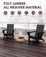 Poly Lumber Adirondack Chairs Set of 2, All-Weather Resistant Outdoor Patio Chairs, Look Like Wood - Photo 4