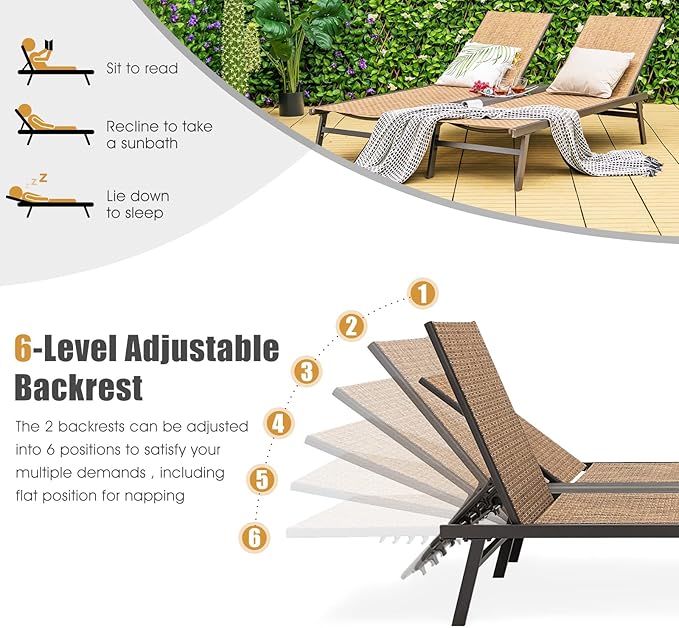 Tangkula Double Patio Chaise Lounge - Photo 4