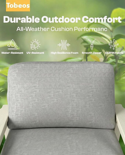 Patio Furniture Set, HDPE Outdoor Sofa Set with Gray Washable Cushions, Patio Conversation Sets for Lawn, Garden, Porch, Balcony & Deck, Durable Outdoor Sectional Furniture (White Frame)