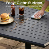 118" Aluminum Patio Dining Table with Umbrella Hole, Rectangle All-Weather Outdoor Table for 10 Slatted Design for Lawn - Photo 5