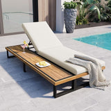 Merax Outdoor Chaise Lounge Chair Sofa, Couch with 5-Position Adjustable Backrest, Reclining with Cushion - Photo 1
