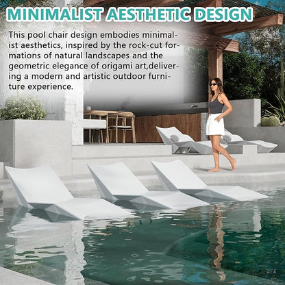 Ergonomic Pool Lounger, Water Chaise with Weight Box, in-Pool Lounge Chair for Shallow Water, Easy Assembly, Waterproof & UV Resistant (White)