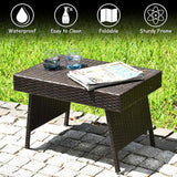 Tangkula Outdoor Folding Wicker Table, Heavy Duty Rattan Foldable Standing Coffee Side Table - Photo 7
