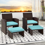 RELAX4LIFE Wicker Outdoor Ottoman Set of 2 - Rattan Footstools Foot Rest w/Removable Cushions - Photo 9