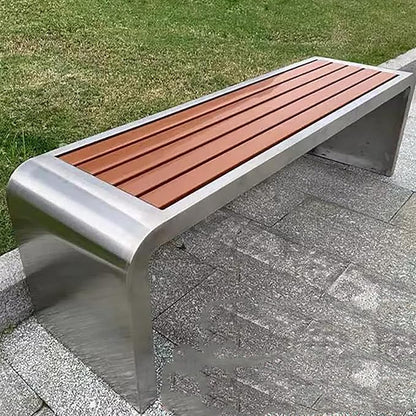 Metal Garden Bench, Patio Benches for Outdoors, Outside Backless Park Bench, 2-3 Seater Front Porch Benches, for Balcony, Park, Lounge(Silver,100cm/39.3in)