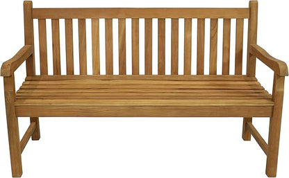 Sunnydaze 2-Person Outdoor Bench for Front Porch or Park - Wooden Teak Patio Garden Bench with Backrest - 675 lb Weight Capacity - 60"
