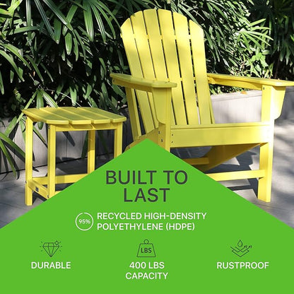 NewTechWood Atlantic Classic Curveback Plastic Weather Resistant Patio Adirondack Chair, Easy Installation, Widely Used in Outdoor, Fire Pit, Deck, Lawn, Outside, Garden Chairs (Sunburst)