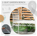 45in Cast Iron Refined Garden Bench Cream White Finish Rust Resistant Heavy Duty Durable Weatherproof Premium - Photo 4
