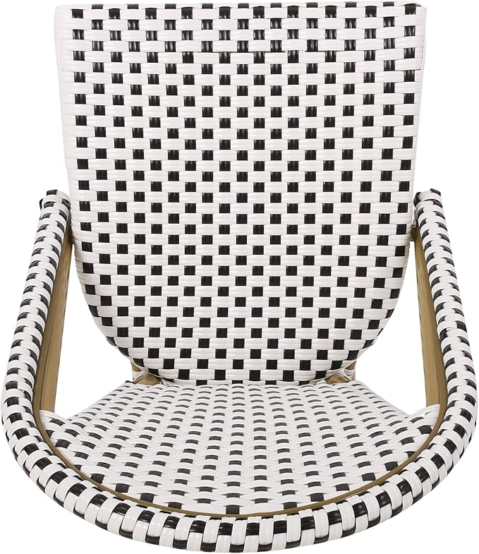Christopher Knight Home Philomena Outdoor French Bistro Chair (Set of 4), Black + White + Bamboo Print Finish - Photo 10