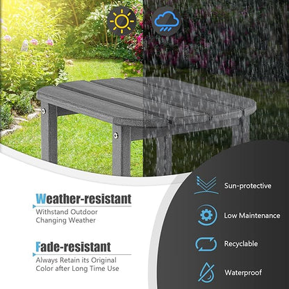 Giantex Side Table Outdoor Small Patio Table 18” Adirondack Table, Weather Resistant End Tables, Outside Square Tea Table for Patio, Backyard, Poolside, Garden, Balcony (2, Gray)