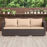 Tangkula 3 Seat Outdoor Wicker Sofa Set, Modular PE Rattan Patio Cushioned Sectional Couch Set - Photo 4