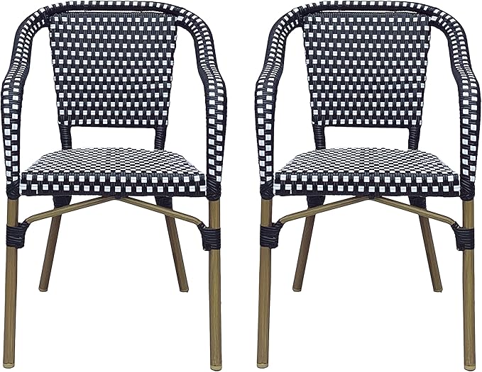 Christopher Knight Home Cecil Bistro Chairs, Black + White + Wood Print - Photo 1