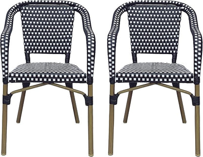 Christopher Knight Home Cecil Bistro Chairs, Black + White + Wood Print