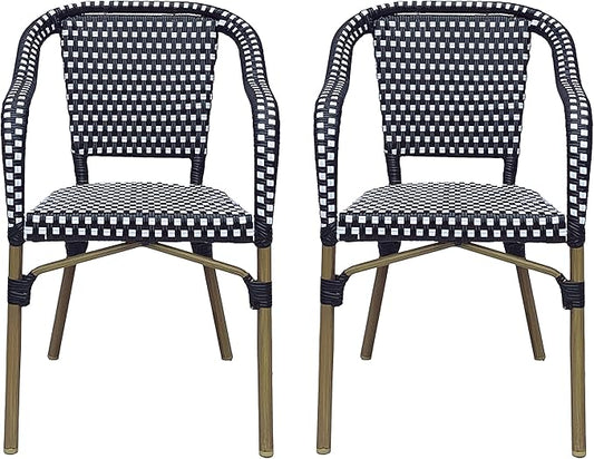 Christopher Knight Home Cecil Bistro Chairs, Black + White + Wood Print
